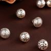 Handcrafting Solid Metal Silvering Bead Button for Chinese Cheongsam Traditional Carved Bead Buckle Clothing Accessories