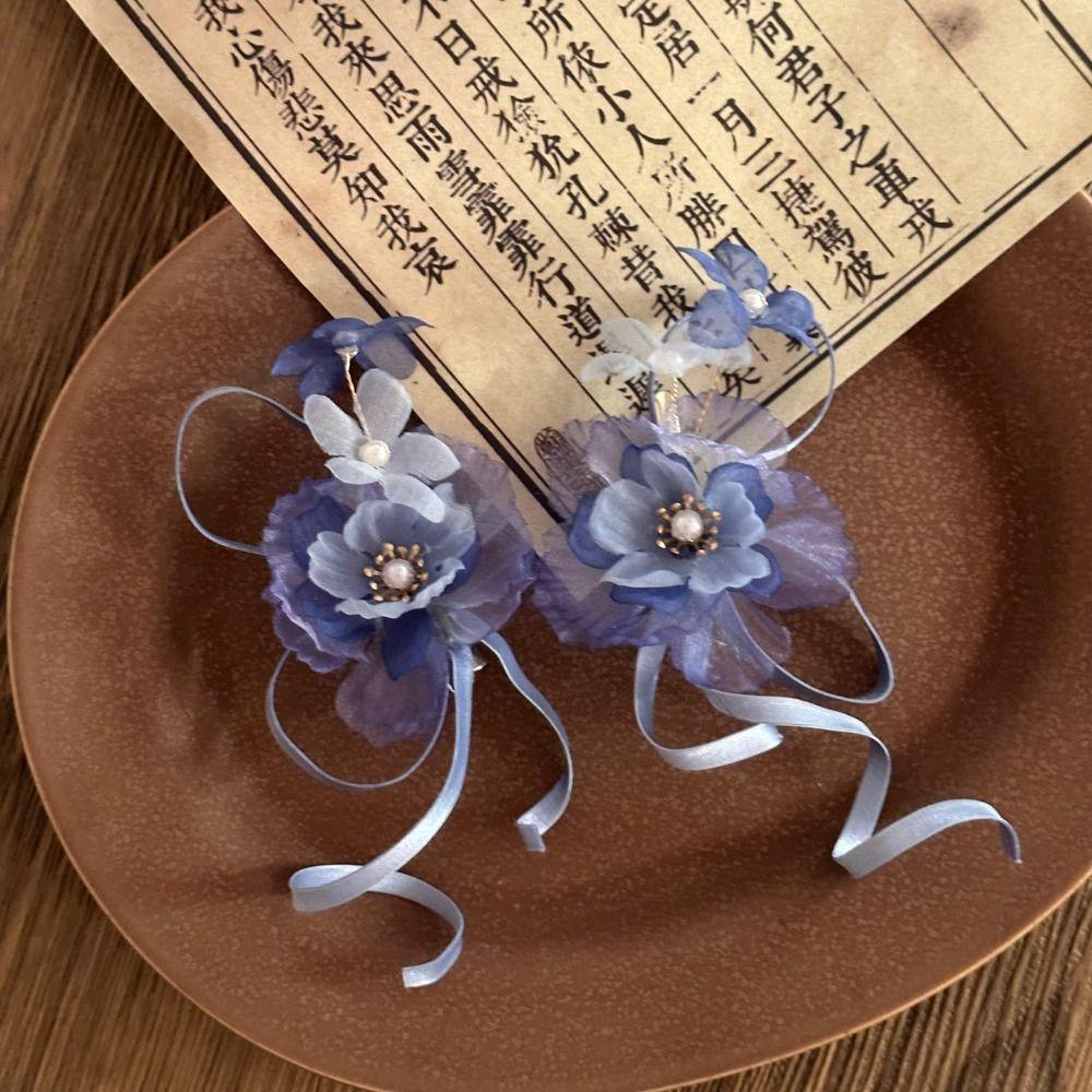 Bow Flower Hairpin Tassel Chinese Style Hair Clip Hanfu Hair Accessories Summer Accessories