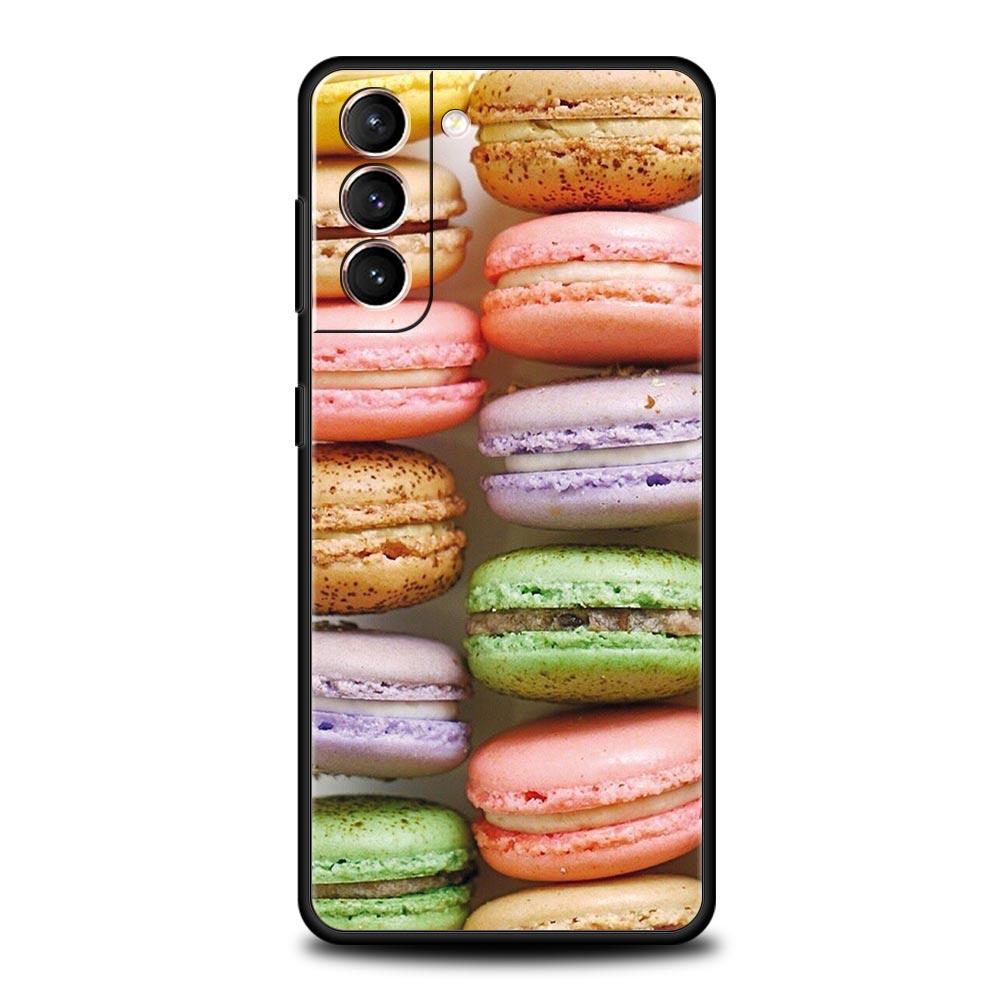 Cute Macarons Dessert Case For Samsung Galaxy S22 S21 S20 Ultra FE 5G S24 S9 S10 Plus S23 S10E Silicone Phone Cover