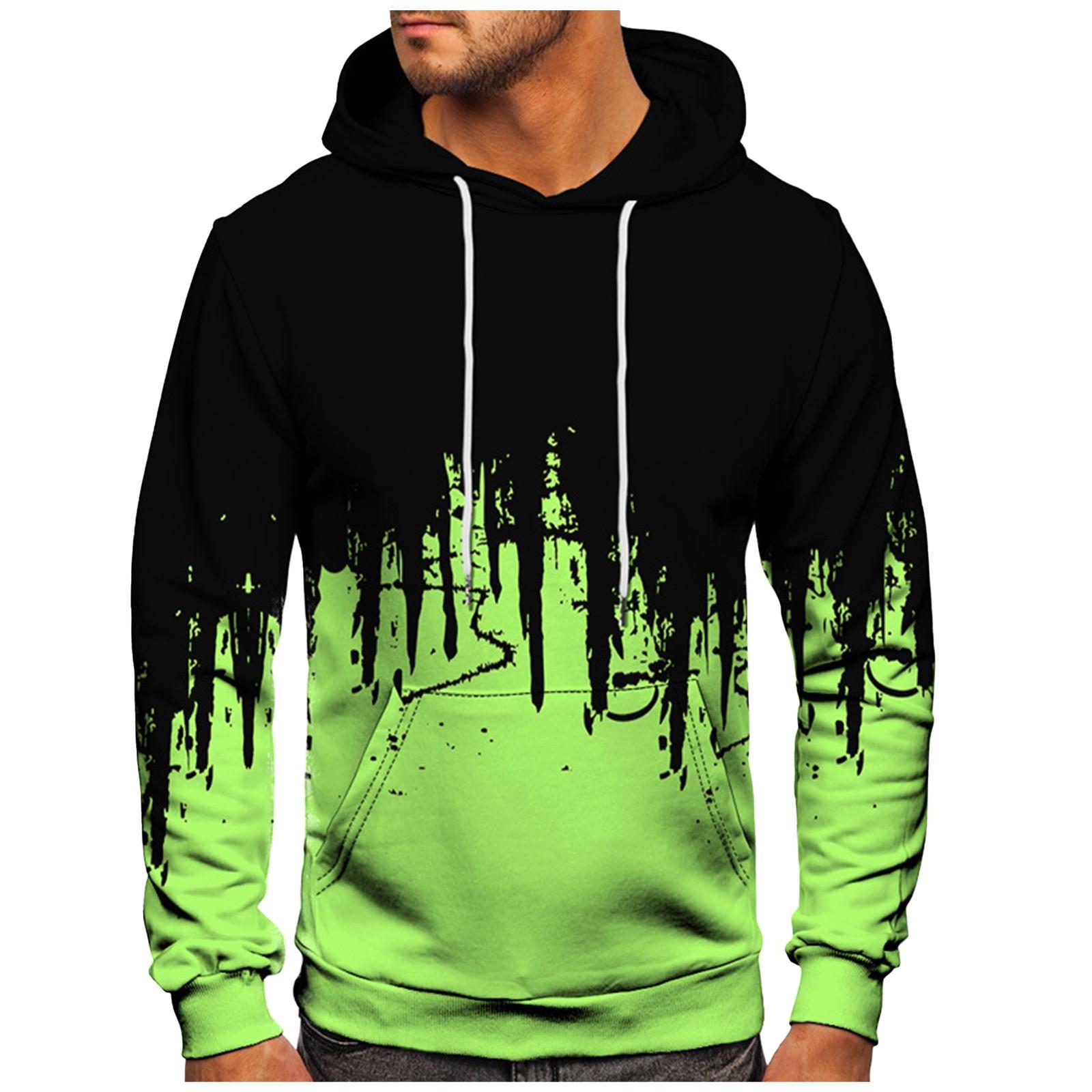 

Мужская свободная толстовка с капюшоном с принтом, мужская повседневная модная спортивная толстовка XXL жёлтый