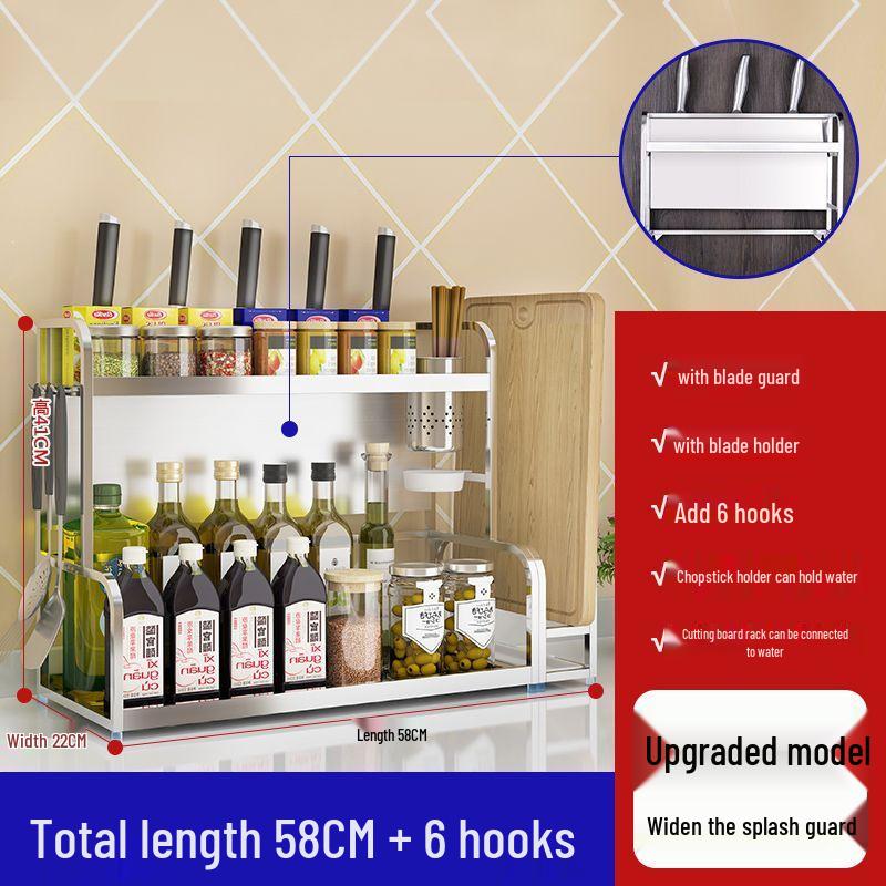 Stainless Steel Kitchen Storage Rack & Knife Holder Organizer