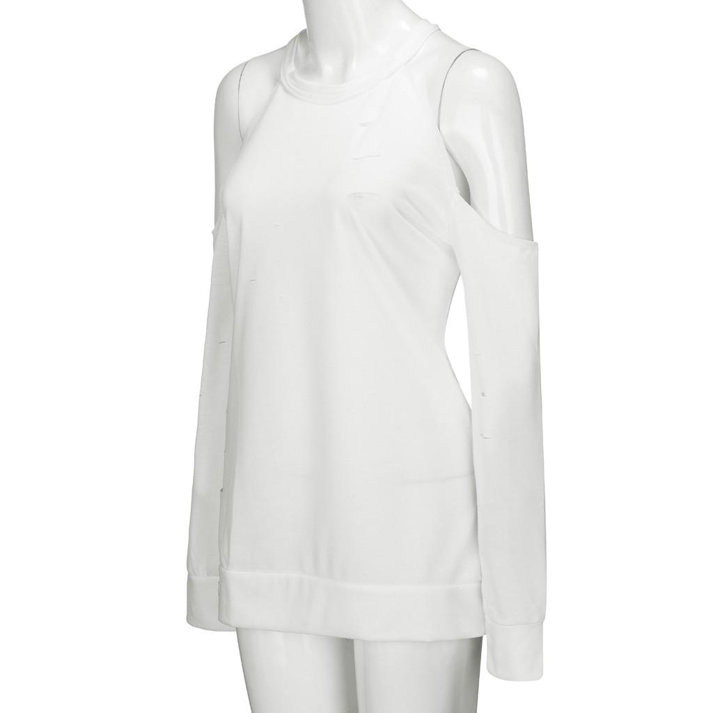 Women Long Sleeve Off Shoulder Color Casual Shirt Easy Blouse Tops
