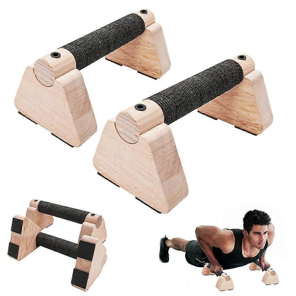 Wood Calisthenics Bar Solid Wood Parallettes Push-Up Bar For Home Gym Floor