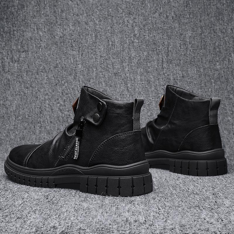 Fashion PU Leather Men Chelsea Boots White Vintage Boots for Men Casual Comfort Male Business Shoes Motorcycle Sports Man Shoes