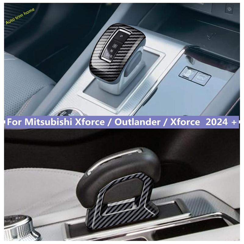 3 шт. Накладка на ручку переключения передач, отделка, подходит для Mitsubishi Xforce / Outlander / Xforce 2024 - 2026, аксессуары с эффектом карбона