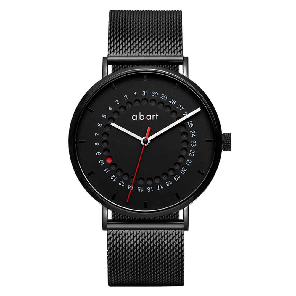 

a.b.art Men s Watch, Swiss Movement, Sapphire Crystal, Black Dial, Stainless Steel Mesh Strap, Slim, Waterproof, Analog, Simple, Business, Casual,