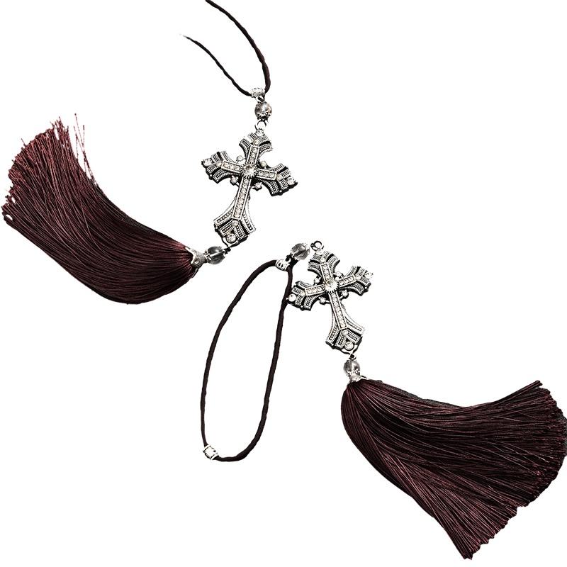 Car Pendant Cross Decoration Stylish Alloy Crystal Diamond Hanging Ornament