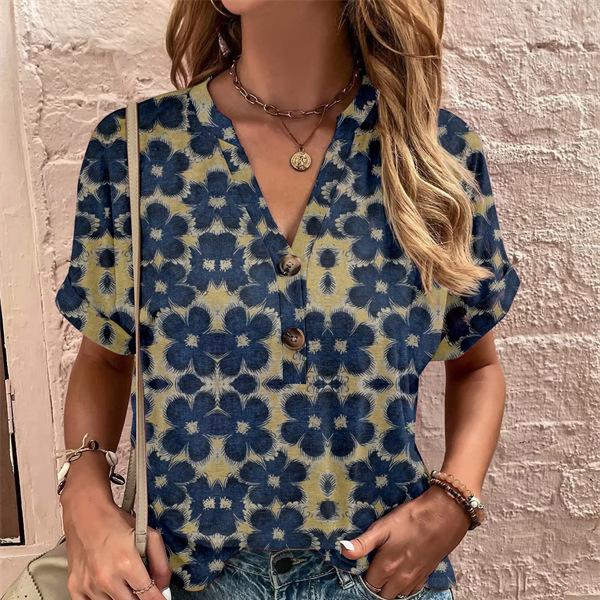 Women's T-Shirt Summer V-Neck T Shirt for Women Daily Fashion Short Sleeve Casual T-Shirt 3d Print Female Clothes