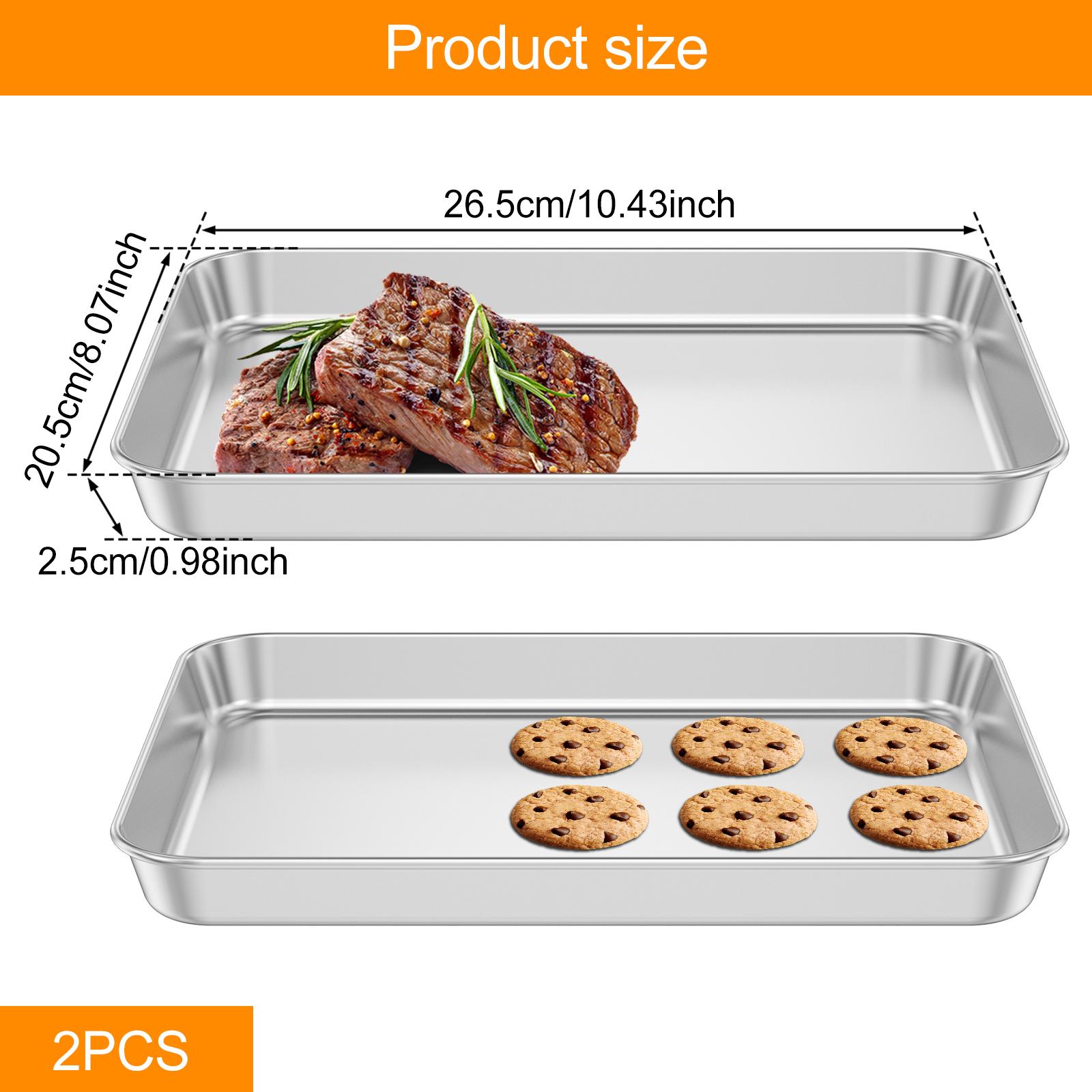 

2Pcs Toaster Oven Pan 304 Stainless Steel Small Baking Sheet Multipurpose Toaster Oven Tray for Commercial and Home Baking