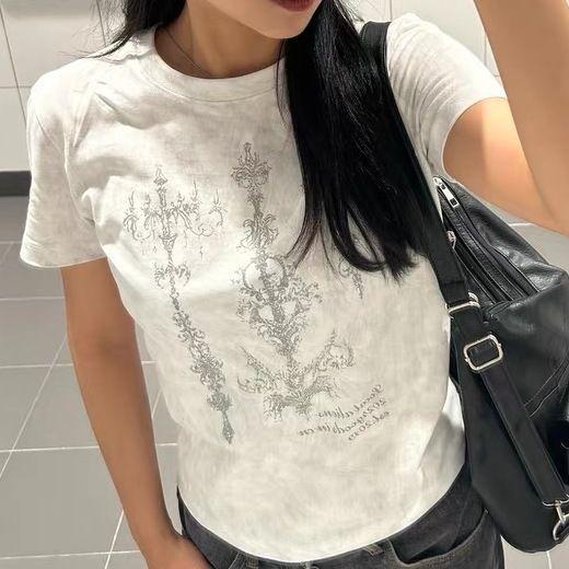 Punk Vintage Streetwear T Shirts Women American Retro Grunge Gothic Harajuku Y2k Graphic Print Short Sleeve Tees Tops