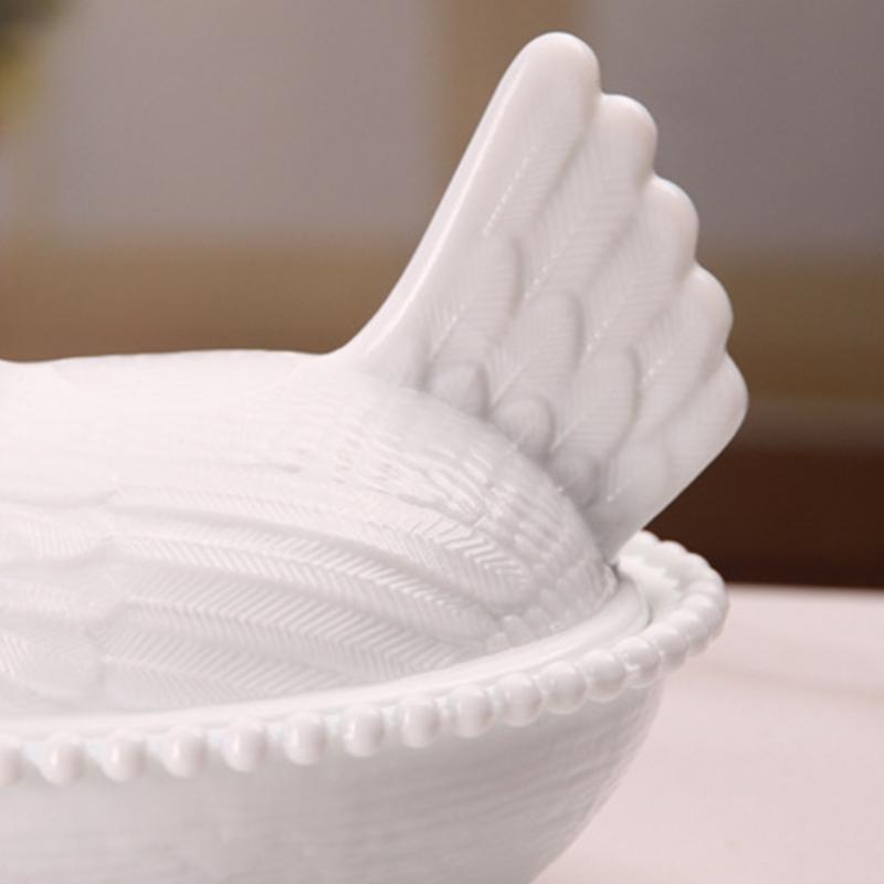 Candy Dish Bowl with Chicken Lid for Small Item Storage, Shelf Styling, Sideboard Placement and Entryway Use in Living Room or Dining Room