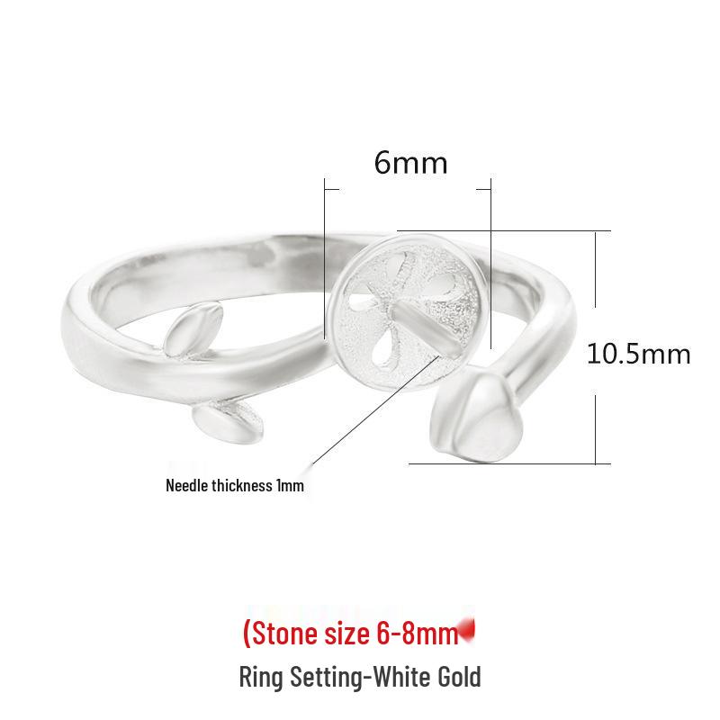 

925 Sterling Silver Women s Ring Setting with Pearl, Amber, or Strawberry Quartz Holder, Size 6-8m.