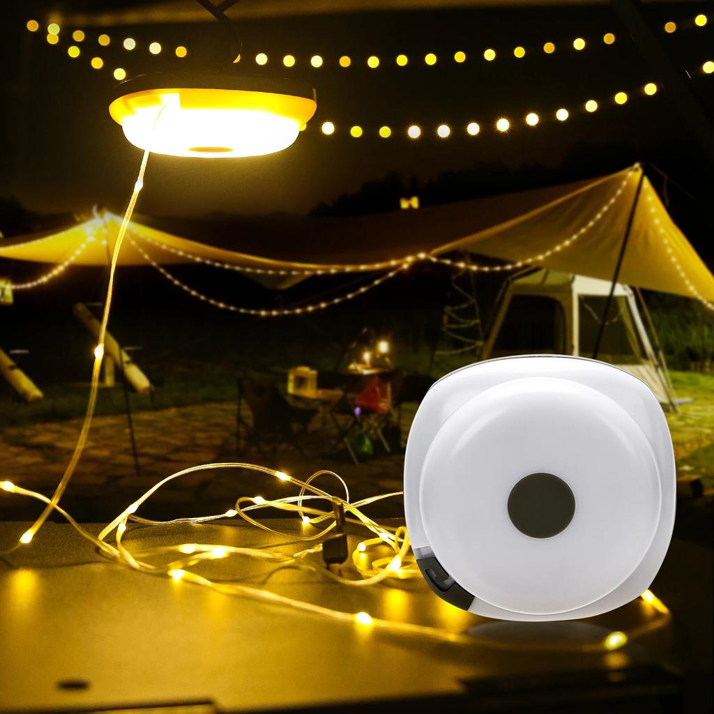 Camping-Lichterkette, 10 Meter, Lichtlaternen, Camping-Lichter, wasserdicht, wiederaufladbar, Taschenlampen