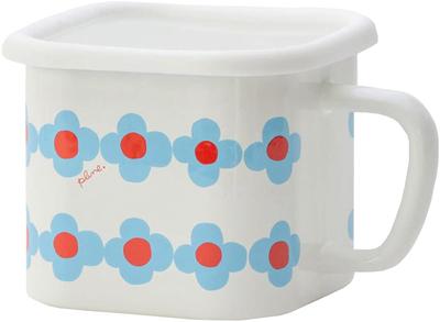 Tamahashi YJ-822 Čtvercový smaltovaný úložný hrnec, 1450 ml, Vyrobeno v Japonsku, Švestková, Bílá