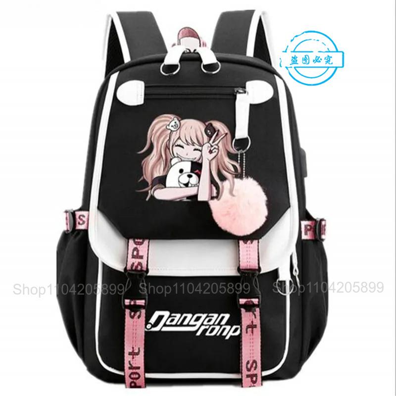 Danganronpa Rugzak Anime Mochila Schooltas Student USB Poort Reistassen Laptop Casual Grote Schoudertas Cadeau 12 inches