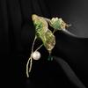 Lotus Pond Moonlight Enamel Brooch - Elegant Lotus Design Pin for Women