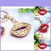 Stunning Rhinestone Red Lip Metal Keychain Adorable Fashionable Car Key Holder
