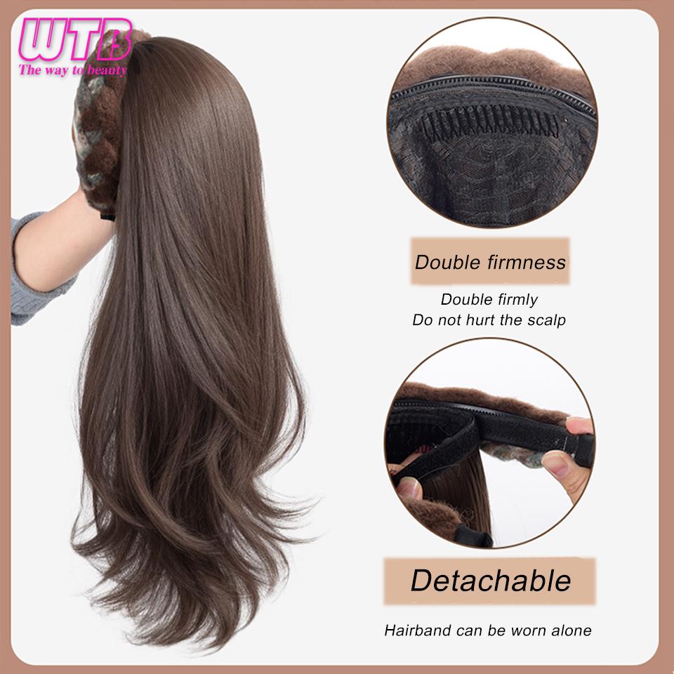 Koupím Syntetickou paruku Dámská Dlouhé vlasy Mírně natočené Vlasová čelenka Paruka Integrovaná Přirozená Realistická Dámská paruka