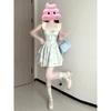 French small flying sleeves lace splicing floral waist high design girl dress waist thin princess dress