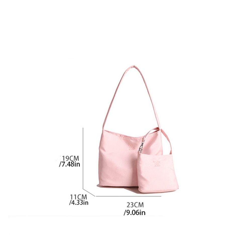 Handtasche Nylon Tragetasche Einfarbige Stoff Umhängetasche Mode Stickerei Buchstabe Unterarmtasche Mädchen