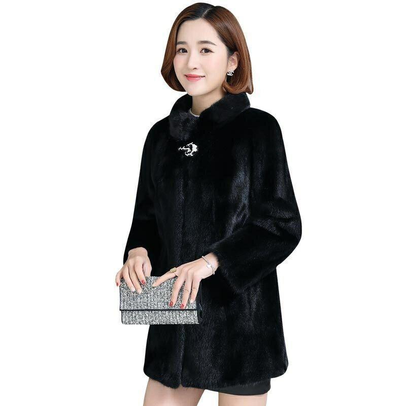 

Шуба из искусственной норки женская средней и длинной длины на осень и зиму утолщенная большого размера, шуба из искусственной норки с капюшоном, женская выглядит тонкой 4XL (135-72.5 kg)