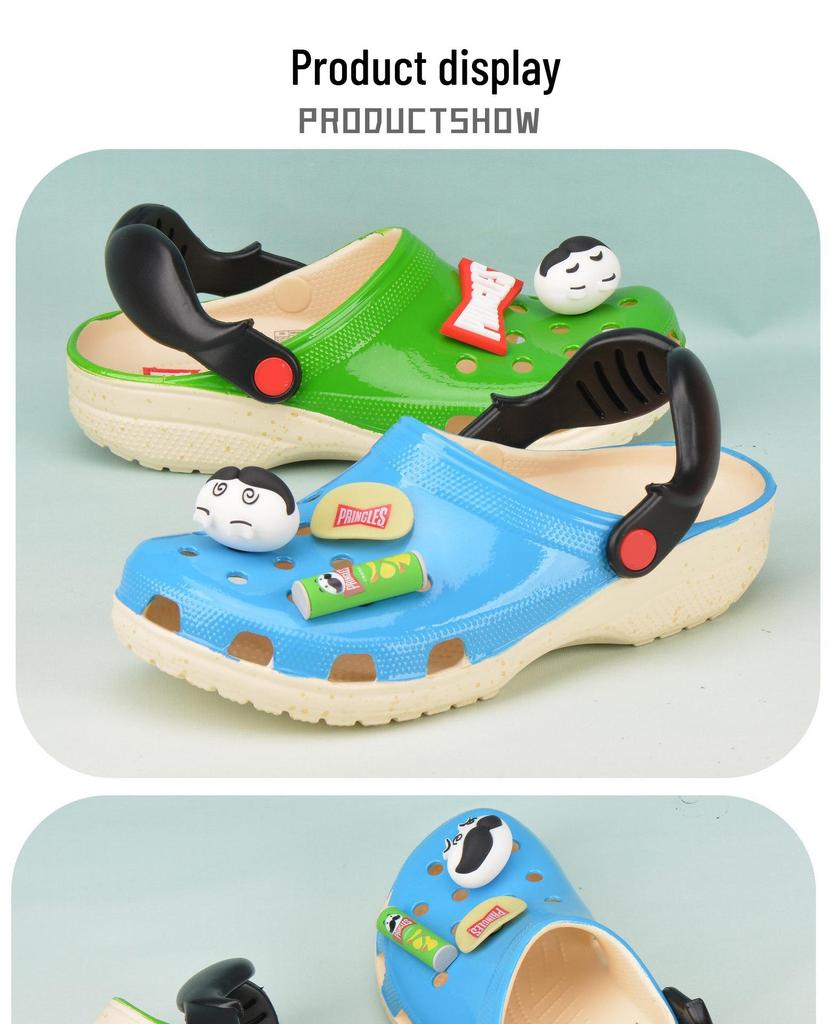 Pringles Mr. Big Beard Cartoon Crocs: Kids' Non-slip Beach Sandals & Slippers