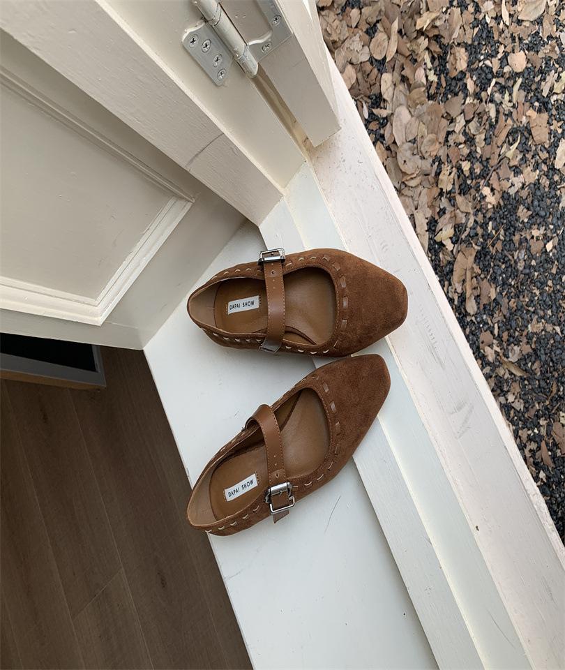 Coarse Heel French Gentle Red Single Shoes Women's Shoes 2025 New Spring and Autumn Retro Suede Mary Jane Evening Shoes