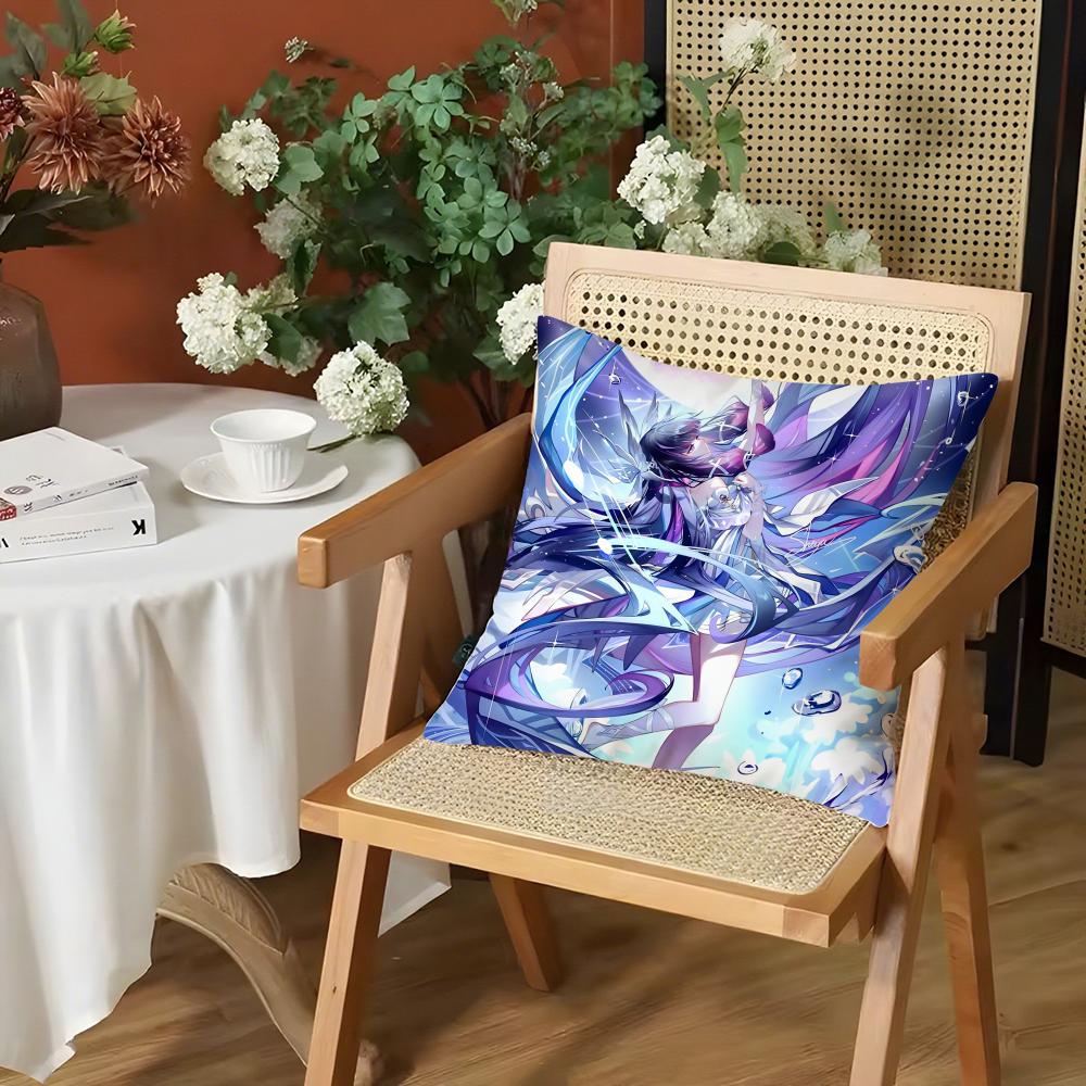 Game Genshin Impact Columbina Cushion Cover Silky Short Plush Invisible Zipper Dustproof Sofa Pillow Case for Home Decor