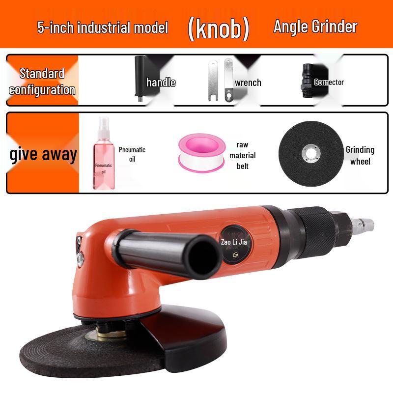 4" Pneumatic Angle Grinder, 5" Industrial-Grade Multipurpose Air-Powered Polisher & Cutter.