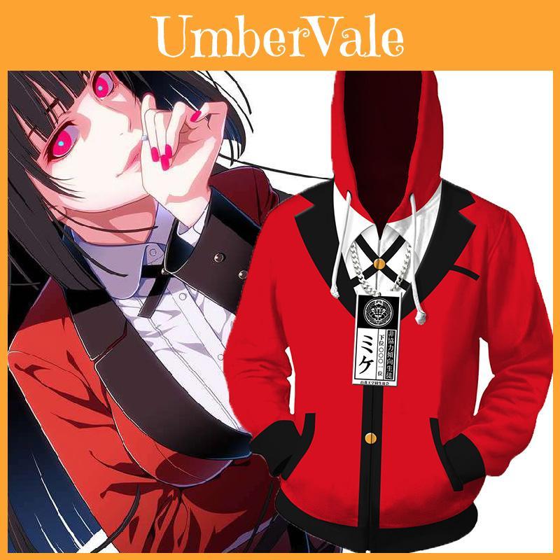 Vibrant Red And Black Kakegurui Jabami Yumeko Hoodie With Exquisite Workmanship