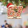Christmas Pendant Striped Print Number 6 7 Charm 2D Acrylic Hanging Pendant Party Home Festive Cheer