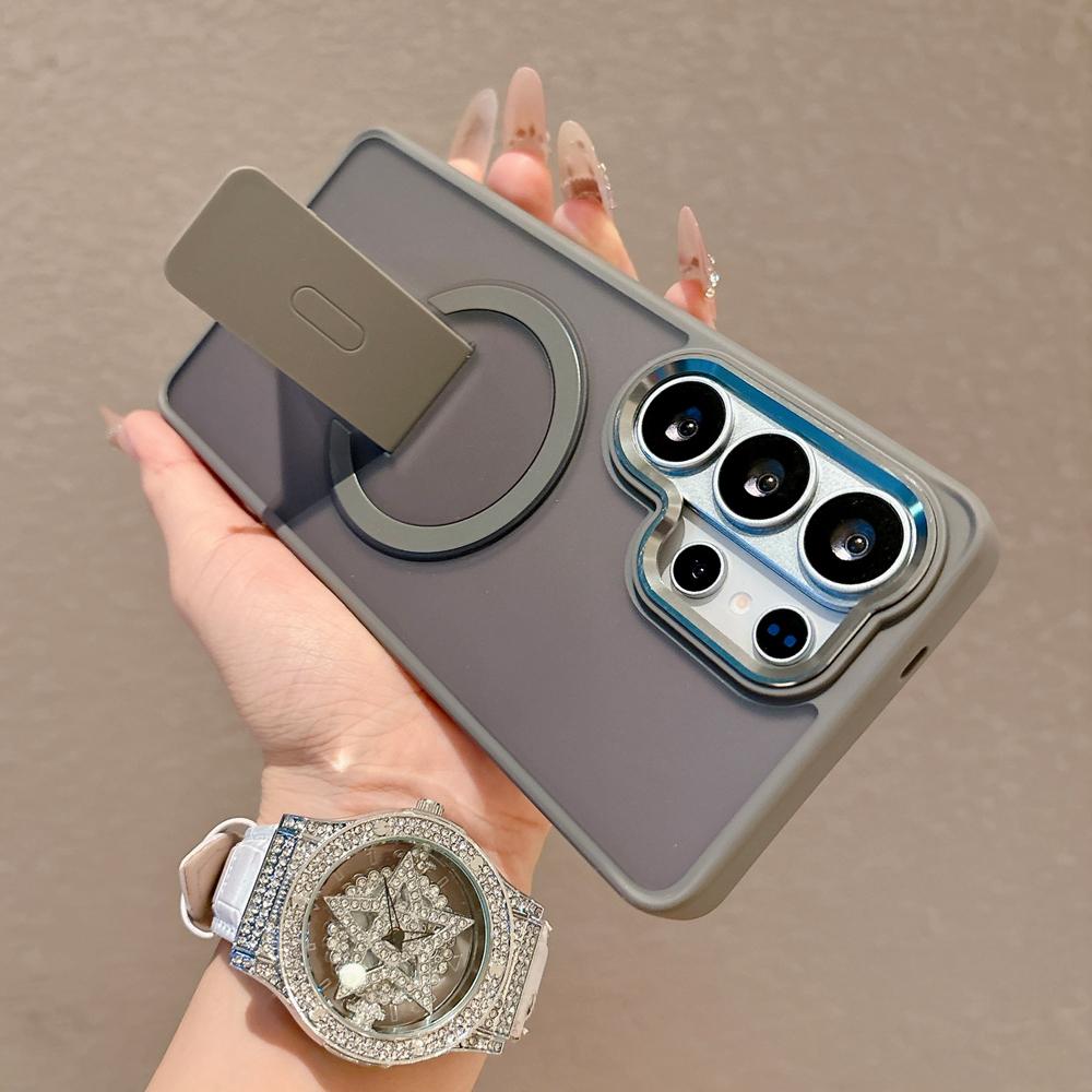 KEYSION Stoßfeste matte durchscheinende Hülle für Samsung Galaxy S26 Ultra 5G S26+ Plus Ständer Kabelloses Laden Handy-Rückseite