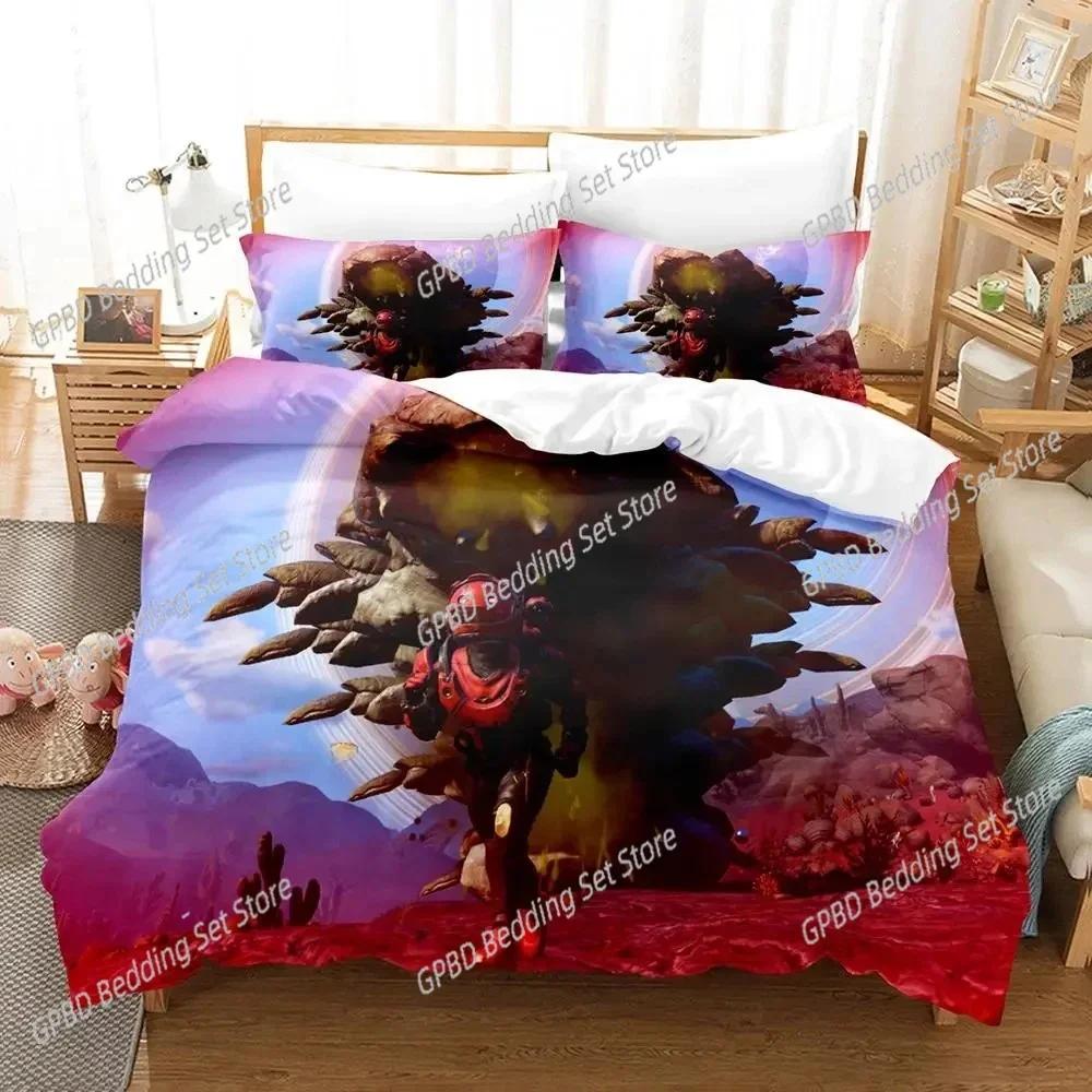 

3D Print Game No Mans Sky Beding Set 3D Printed Suitable for Bedrom Soft Duvet Cover Set With Pilowcases Children Kids Home Textile 135*200cm Eu-Single