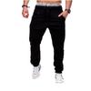 Male Casual Fashion Pants Pocket Zip Design Solid Color Retro Style Soft Jogger Drawstring Elastic Waist Trousers