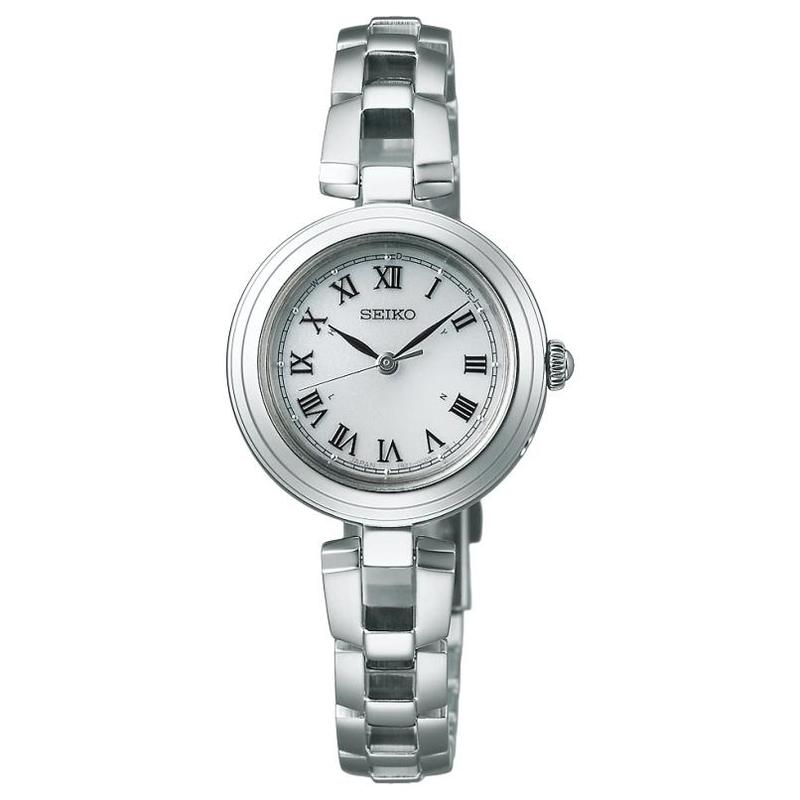 

SEIKO 100 meters waterproof solar Quartz Steel Strap 25.2mm women s watch white dial SWFH145 білий
