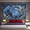 Blue Horse Behind Wheat Grass Pattern Wall Hanging Tapestry Decorative Tapestry Home Decor for Bedroom and Living Room