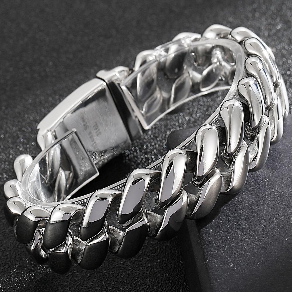 Steampunk Polished Stainless Steel Casting Men's Bracelet Gothic Hip Hop 20MM Wide Cuff Chain Wristband Birthday Jewelry Gifts