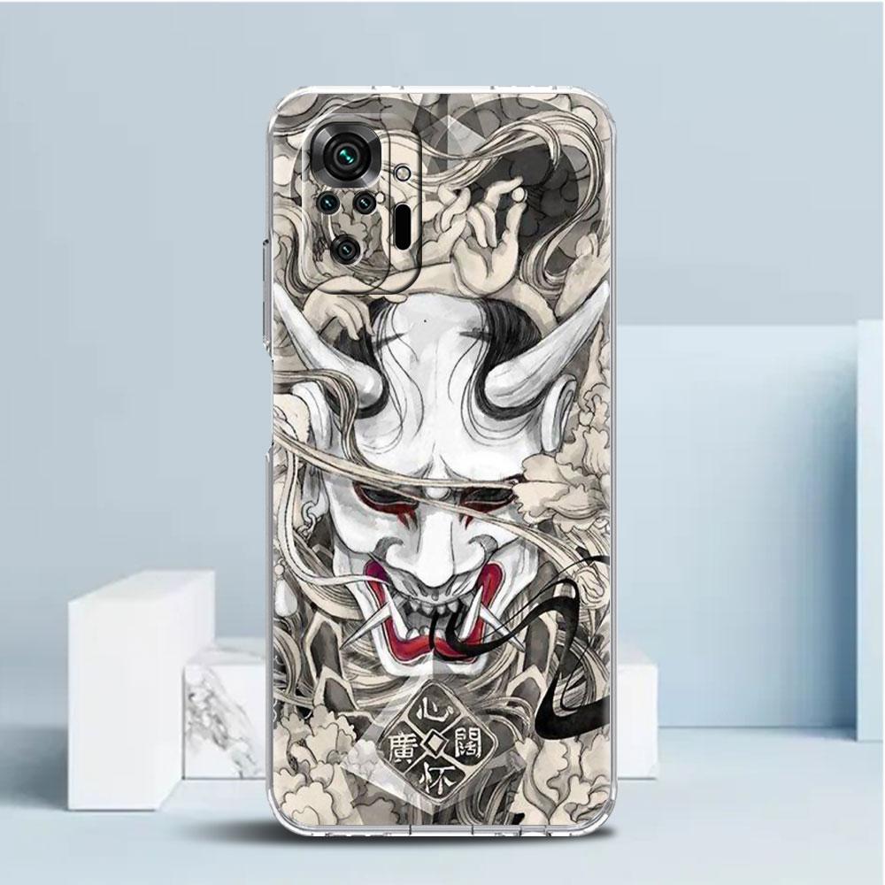 Custodia Maschera Oni Samurai Per Xiaomi Redmi Note 11 Pro 10 9 9S 8 8T 7 9A 9C 9T 10 10C K40 Cover Morbida Trasparente in TPU per Telefono