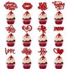 Happy Valentine's Day Cupcake Glitter Love Lips I Love Is My Cupcake Valentine's Day Choice Theme Wedding Party Cake Decoration Red Supplies