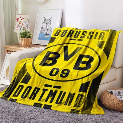 Koc Flanelowy z Nadrukiem Logo Borussii Dortmund, Wysoka Jakość, Komfortowy na Wszystkie Pory Roku, Wystrój Domu, Ciepło i Komfort, Idealny na Prezenty Świąteczne