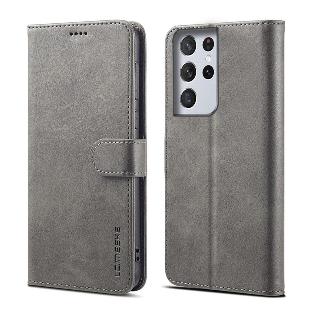 Vintage Leather Flip Wallet Phone Case for Samsung Galaxy S21 Ultra Magnetic Clasp Card Holder Cash Pocket Kickstand Slim Business Cover