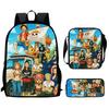 Cartoon One Piece 3pcs Lightweight Durable School Backpack with Crossbody Bag Pencil Case for Boys Girls Age 6-10 Primary School