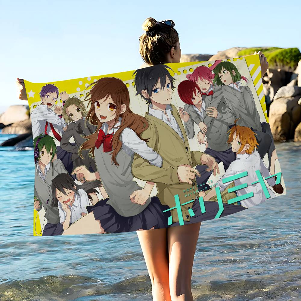 Horimiya Anime Strandtuch Bunte Handtücher für Mädchen Mikrofaser Schnelltrocknend Sandfrei Strand Yoga Spa Fitnessstudio Pool