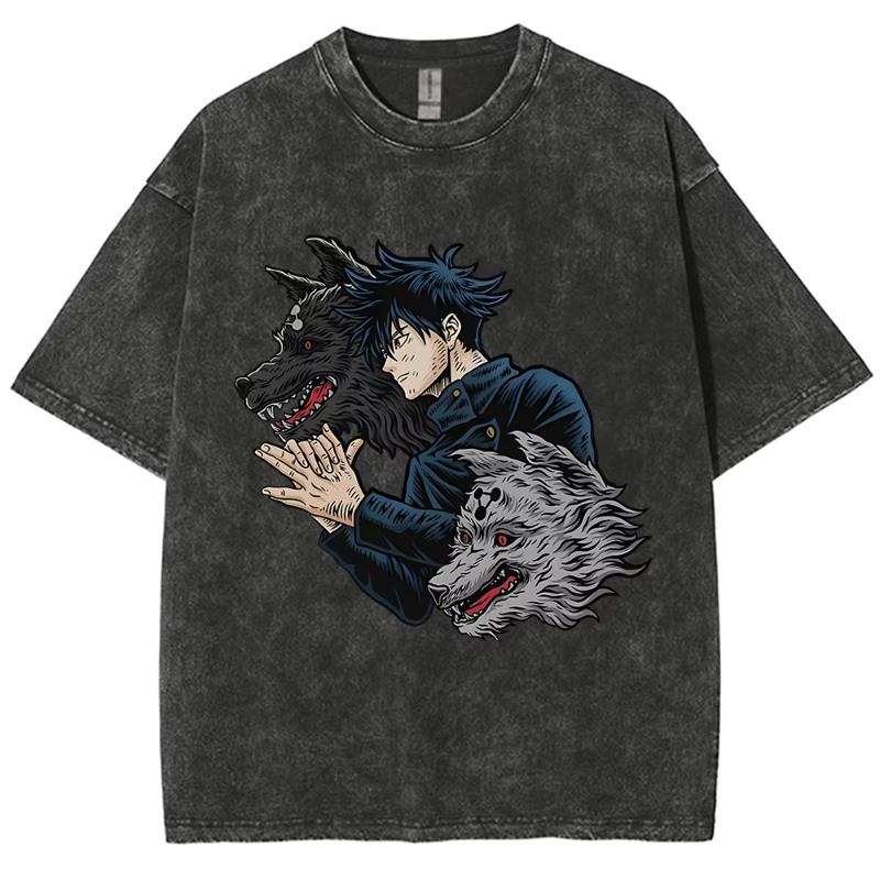 Anime Jujutsu Kaisen Geto Suguru Graphic T-Shirt Men Women Washed Tshirts Manga Vintage Streetwear Harajuku Male Cotton Tops