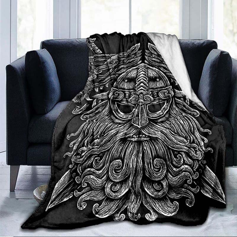The Vikings Ancient Scandinavian Norse Runes Axes 3D Soft Throw Blanket  Lightweight Flannel Blanket