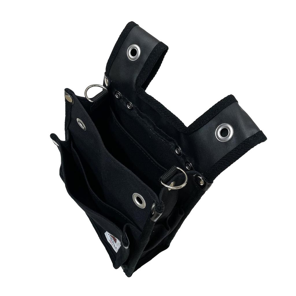 SK11 Canvas Tobi Waist Pouch, 2-Tier, Black, TSH-2DBS-BK, Slim, Reinforced Bottom, with Inner Pocket