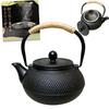 Iron Teapot/Kyusu (Japanese Teapot) - Suitable for IH and Direct Heat Cooktops - Includes Tea Strainer and Instructions - Stylish Iron Teapot - Iron S