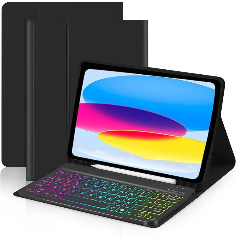 Colorful Backlit Keyboard Case for iPad 11th Gen - A16 Detachable Keyboard with Pen Holder
