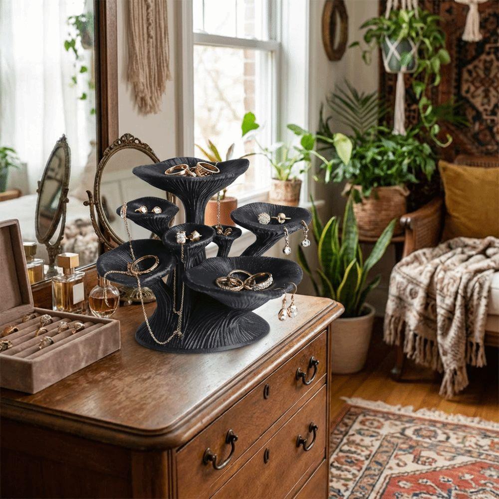 Black Glossy Jewelry Storage Tower Multi-Layer Jewelry Organizer Holder  Home Desk