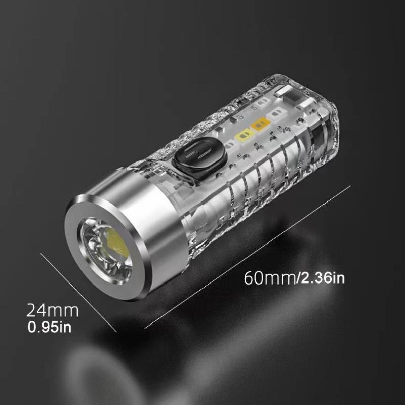 Mini Keychain Flashlight Type-C Fast Charging Waterproof Torch Lamp With Magnet Multifunction Warning Camping Flashlight